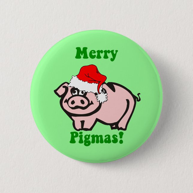 Funny pig Christmas 6 Cm Round Badge (Front)