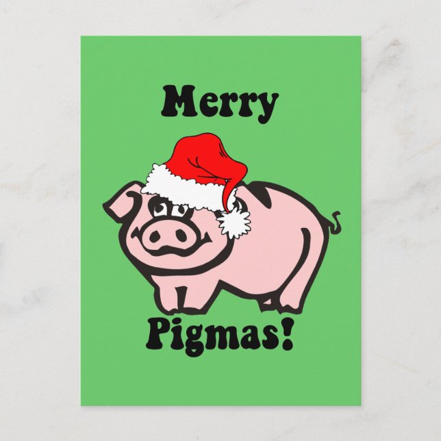 Funny pig Christmas Holiday Postcard (Front)