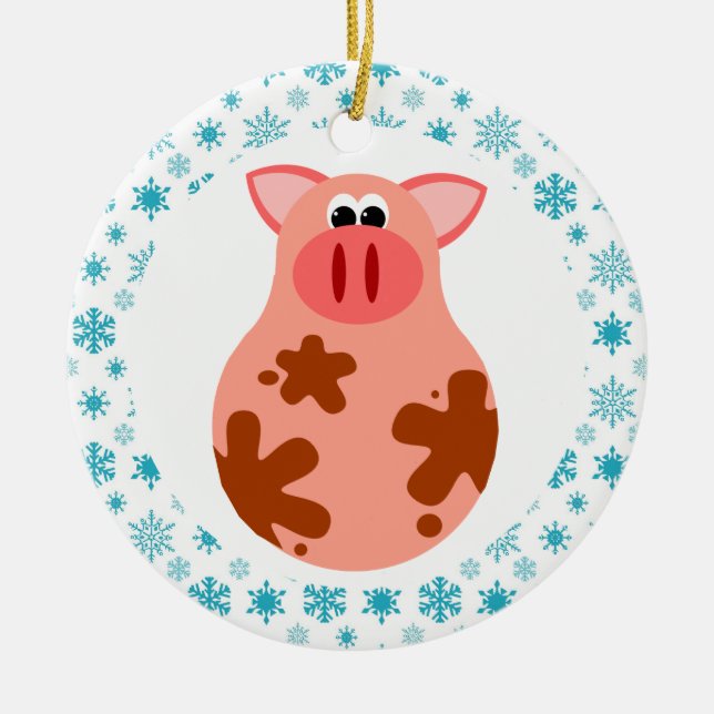 Funny Pig Christmas Ornament Gift (Front)