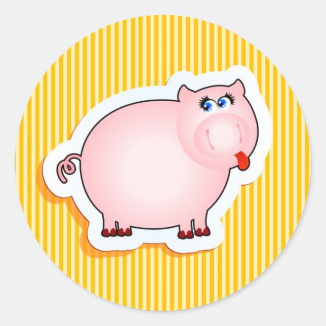 Funny Pig Classic Round Sticker (Front)