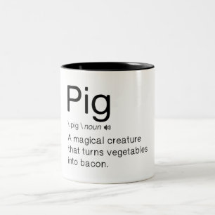 Funny Pig Definition Two-Tone Coffee Mug