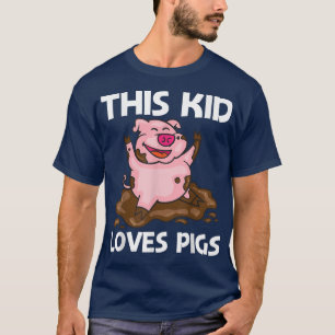 Funny Pig Design For Kids Boys Hog Farmer Farm Ani T-Shirt