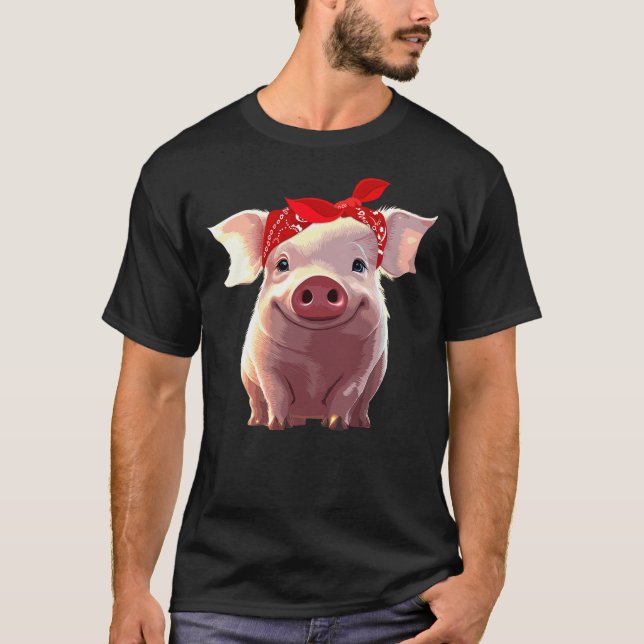 Funny Pig Design For Women Girls Kids Toddlers Pig T-Shirt (Front)
