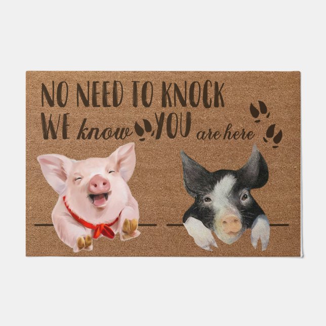 Funny Pig Doormat, Pig Lover Rug Gift (Front)