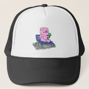 Funny pig eating ice cream choose back colour trucker hat