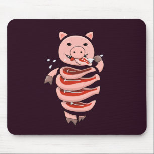 Funny Pig Eating Steaks From Itself Mouse Pad