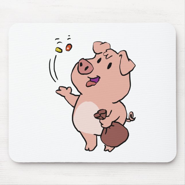 Funny pig eating sweets | choose background colour mouse pad (Front)