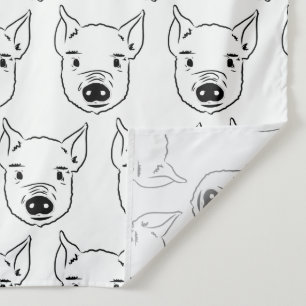 Funny Pig Face Sketch Black White Farm Animal Tapestry