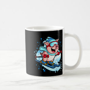 Funny pig go skiing design winter holidays  coffee mug