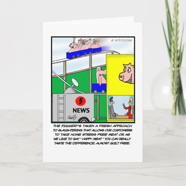 Funny Pig Greeting Card - Happy Meat (Front)