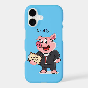 Funny pig in business suit cartoon