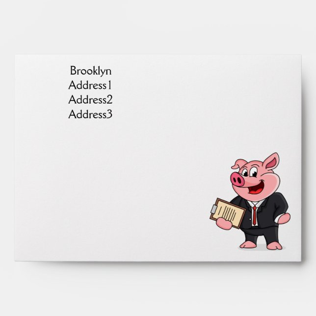 Funny pig in business suit cartoon  envelope (Front)