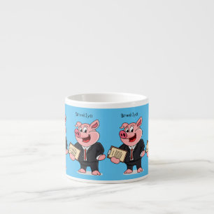 Funny pig in business suit cartoon espresso cup