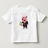 Funny pig in business suit cartoon