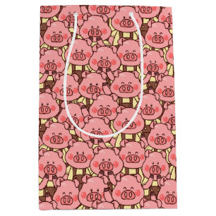 Funny Pig in Overalls Medium Gift Bag