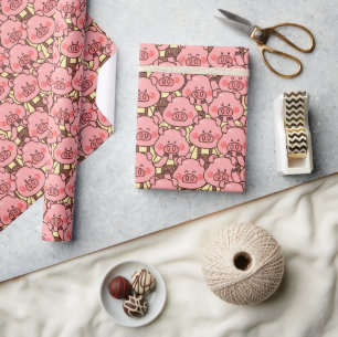 Funny Pig in Overalls Wrapping Paper