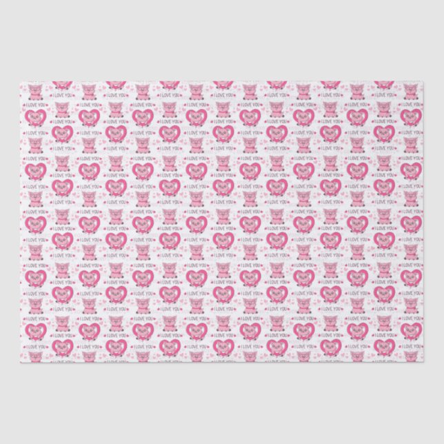 Funny Pig Love Pun Tissue Paper (Front)