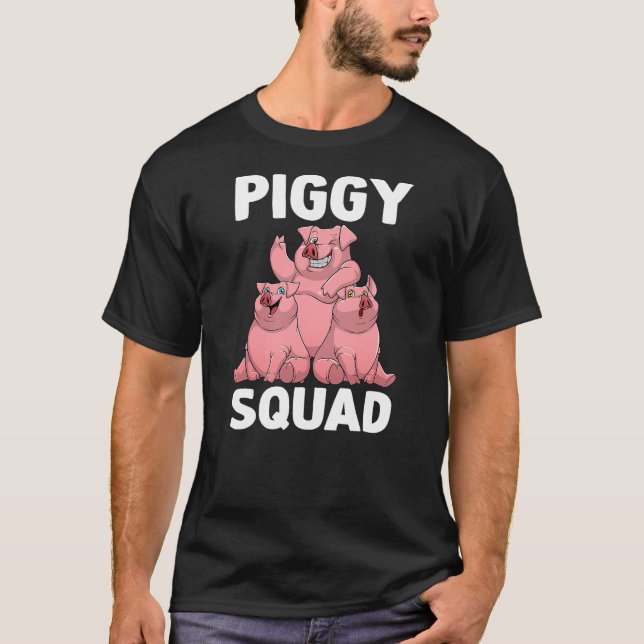 Funny Pig Lover Art For Men Women Kids Piggy Squad T-Shirt (Front)