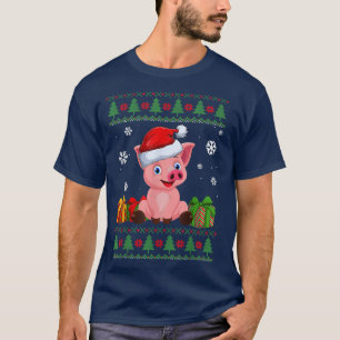 Funny Pig lovers Cute Pig Santa Hat Ugly Christmas T-Shirt