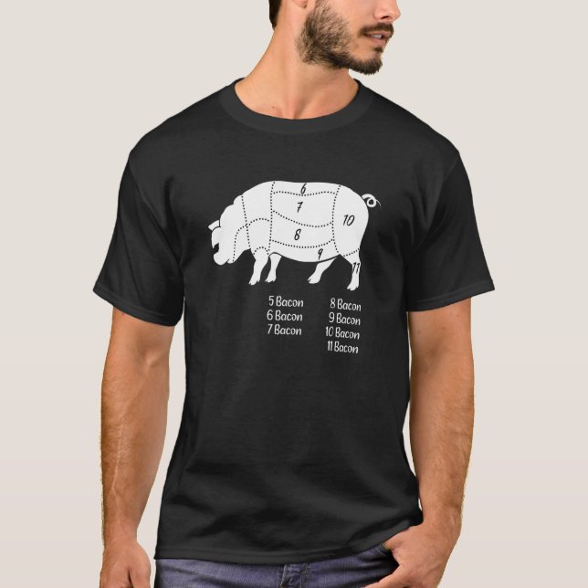 Funny Pig Meat Parts Bacon Barbecue T-Shirt (Front)