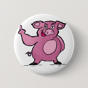 Funny Pig Middle Finger Button
