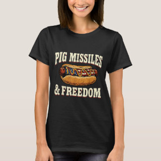 Funny Pig Missiles And Freedom 4th Of July T-Shirt
