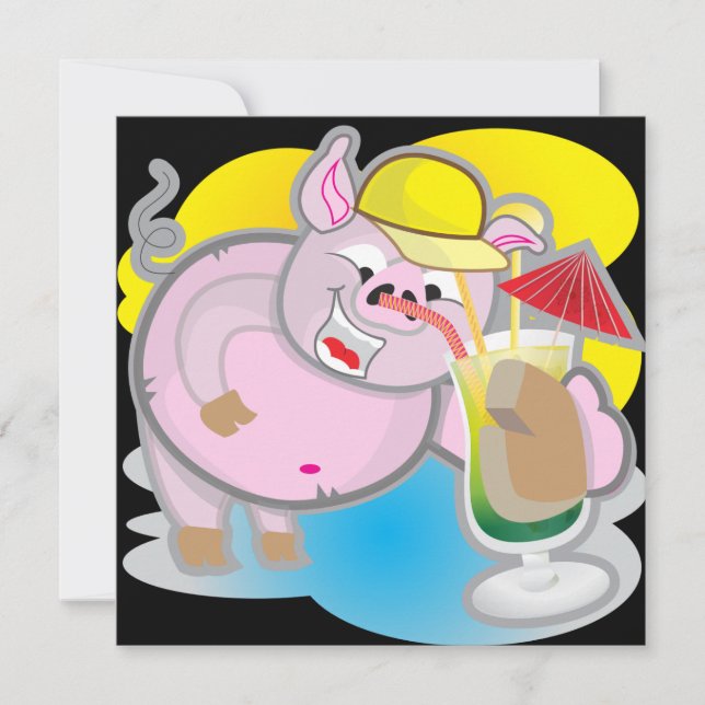 Funny pig party invitation (Front)