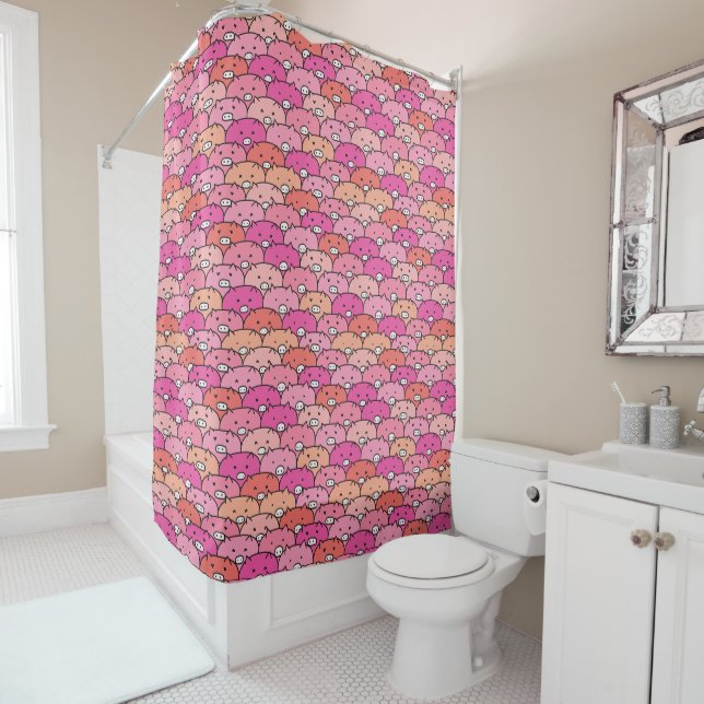  Funny Pig Pattern  Shower Curtain (In Situ)