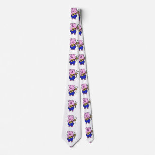 Funny Pig playing guitar choose background colou Tie