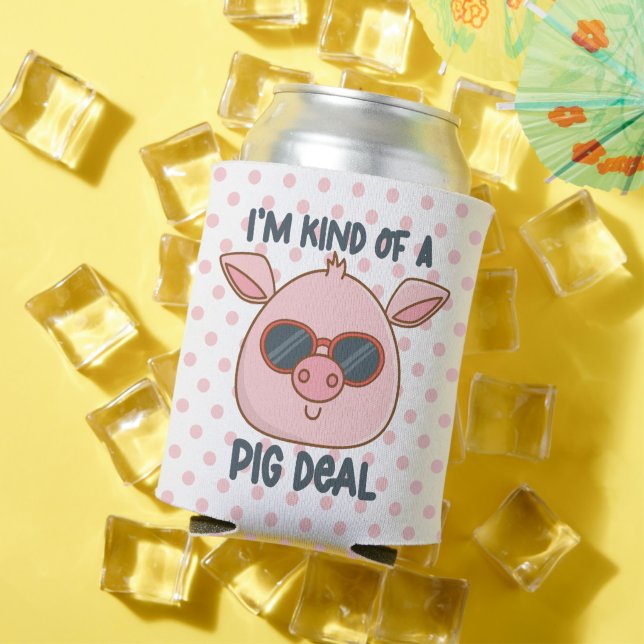 Funny Pig Pun  Can Cooler (In Situ Summer)
