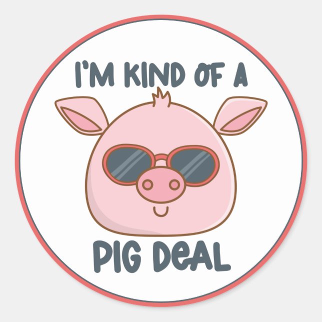 Funny Pig Pun Classic Round Sticker (Front)