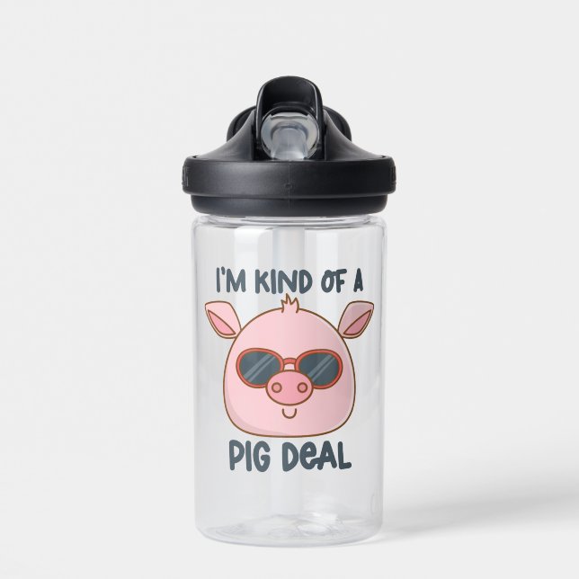 Funny Pig Pun  Water Bottle (Front)