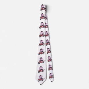 Funny pig riding motorcycle   choose back colour tie