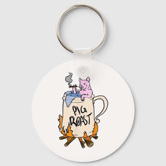 Funny Pig Roast In A Beer Stein Gift  Key Ring (Front)