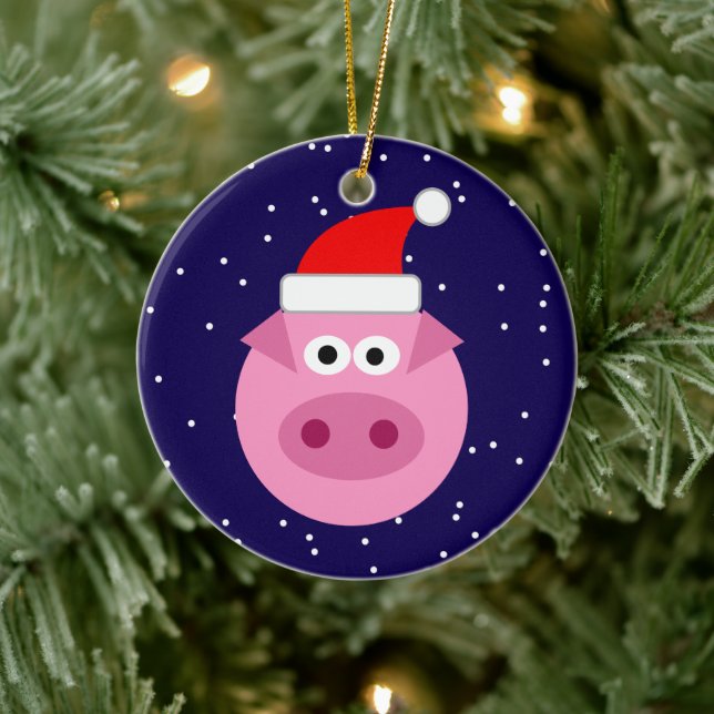 Funny pig Santa cartoon Christmas tree ornament (Tree)