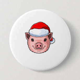 Funny Pig Santa Hat Piggy Christmas Gift For 7.5 Cm Round Badge