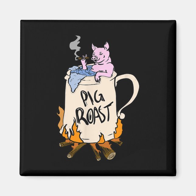Funny Pig Spit Roast Bbq Party Grill Master Gift  Magnet (Front)