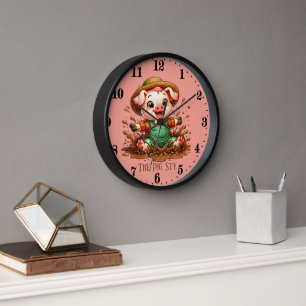 Funny pig sty add text  clock
