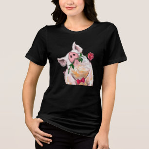 Funny Pig T-Shirt Tri-Blend Shirt