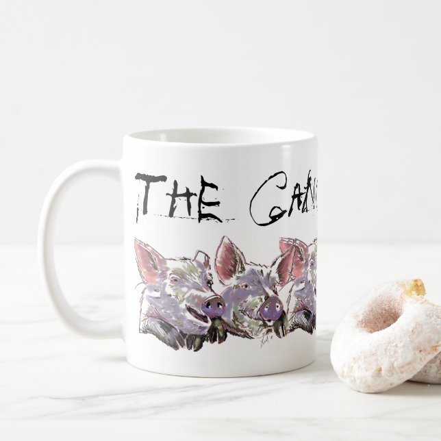 Funny Pig | The Gang Says Hi Coffee Mug (With Donut)