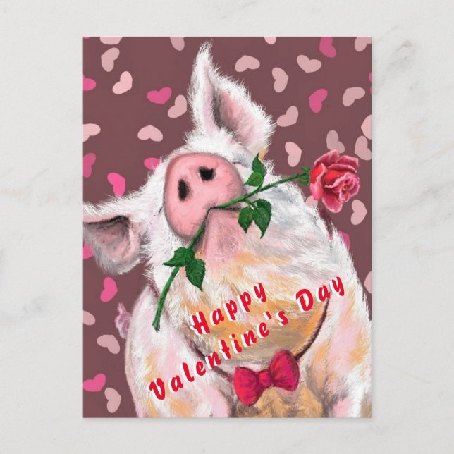 Funny Pig Valentine's Day Card (Front)