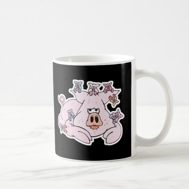 funny pig with baby piglets coffee mug (Right)