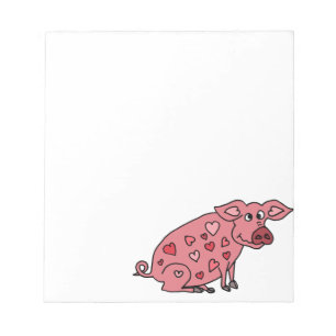 Funny Pig with Hearts Design Notepad