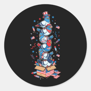 Funny Pigeon Aamerican Usa Flag Memorial Day 4th Classic Round Sticker
