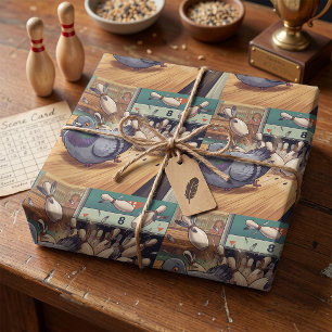 Funny Pigeon Bowling Strike Cartoon Art Wrapping Paper