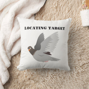 Funny Pigeon Cartoon, “Locating Target” Bird Humou Cushion