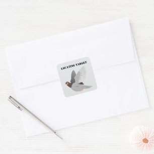 Funny Pigeon Cartoon, “Locating Target” Bird Humou Square Sticker