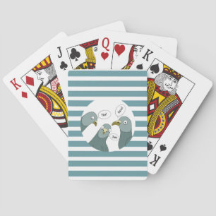 Funny Pigeon Greetings With Blue Stripes Playing Cards