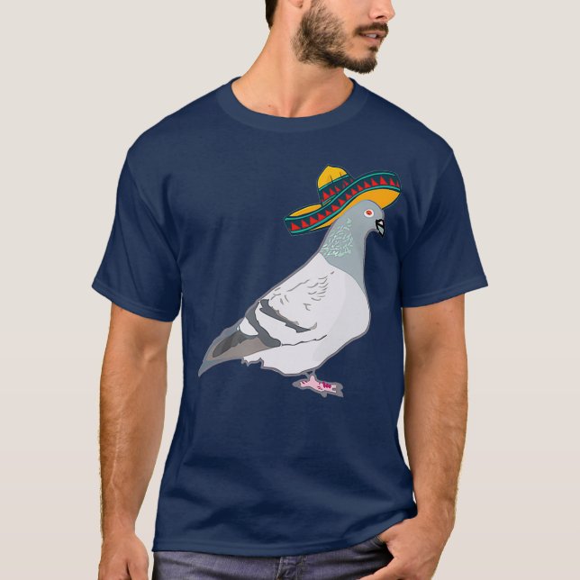 Funny pigeon pigeons with sombrero hat fun T-Shirt (Front)