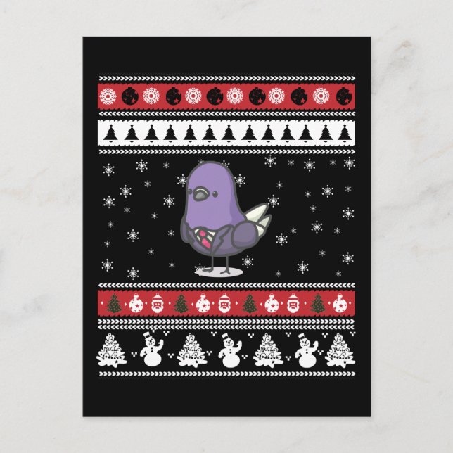 Funny Pigeon Ugly Christmas Postcard (Front)